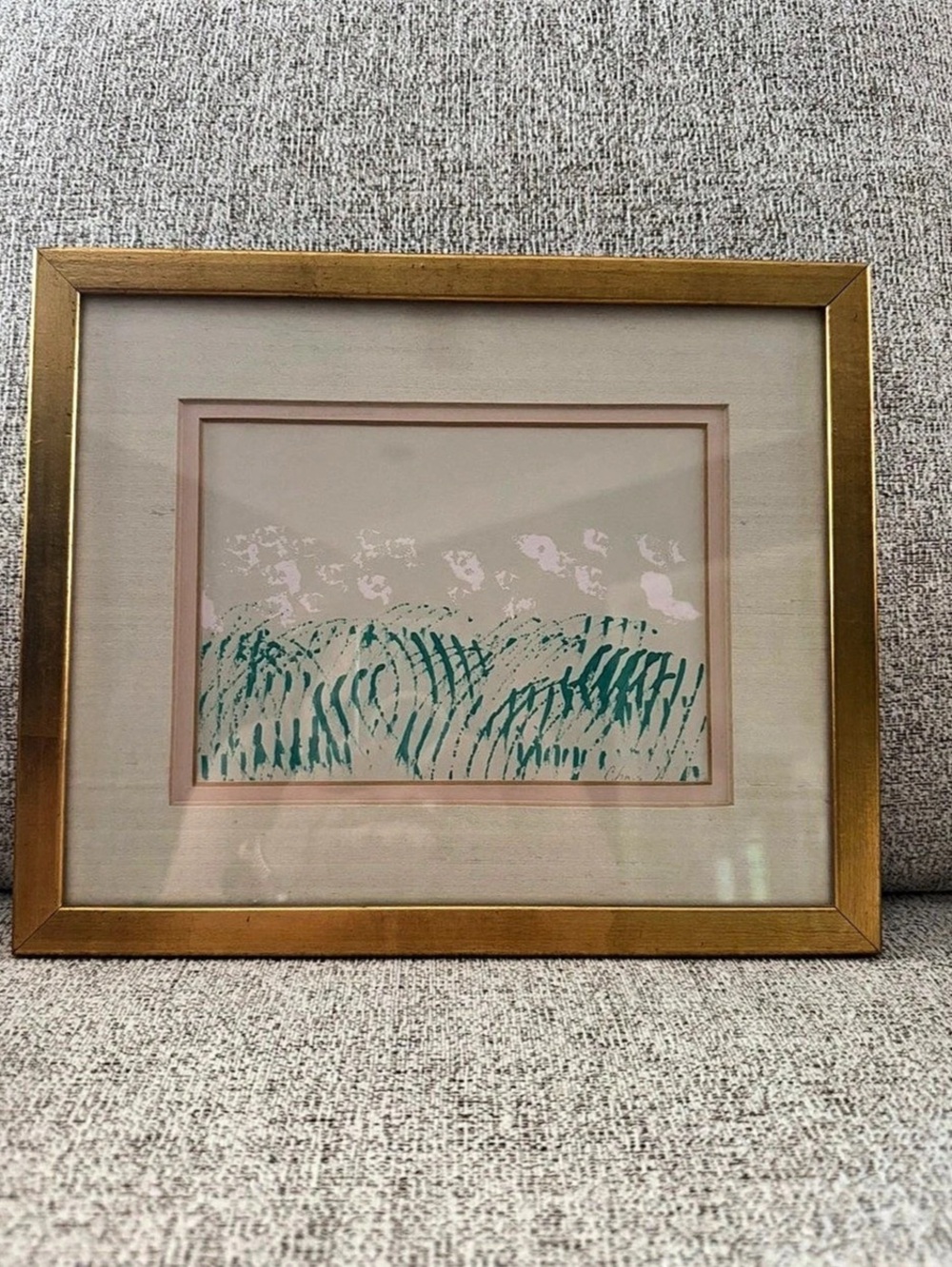 Vintage Framed Mixed Media Artwork Flowers